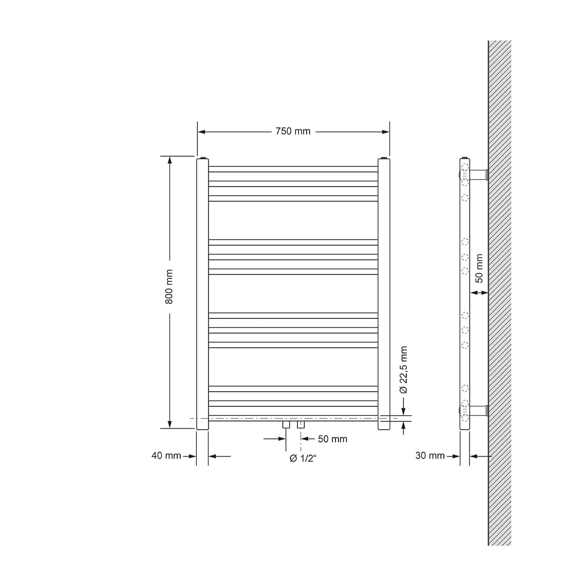 ECD Germany Sahara sèche-serviettes 750x800 blanc central