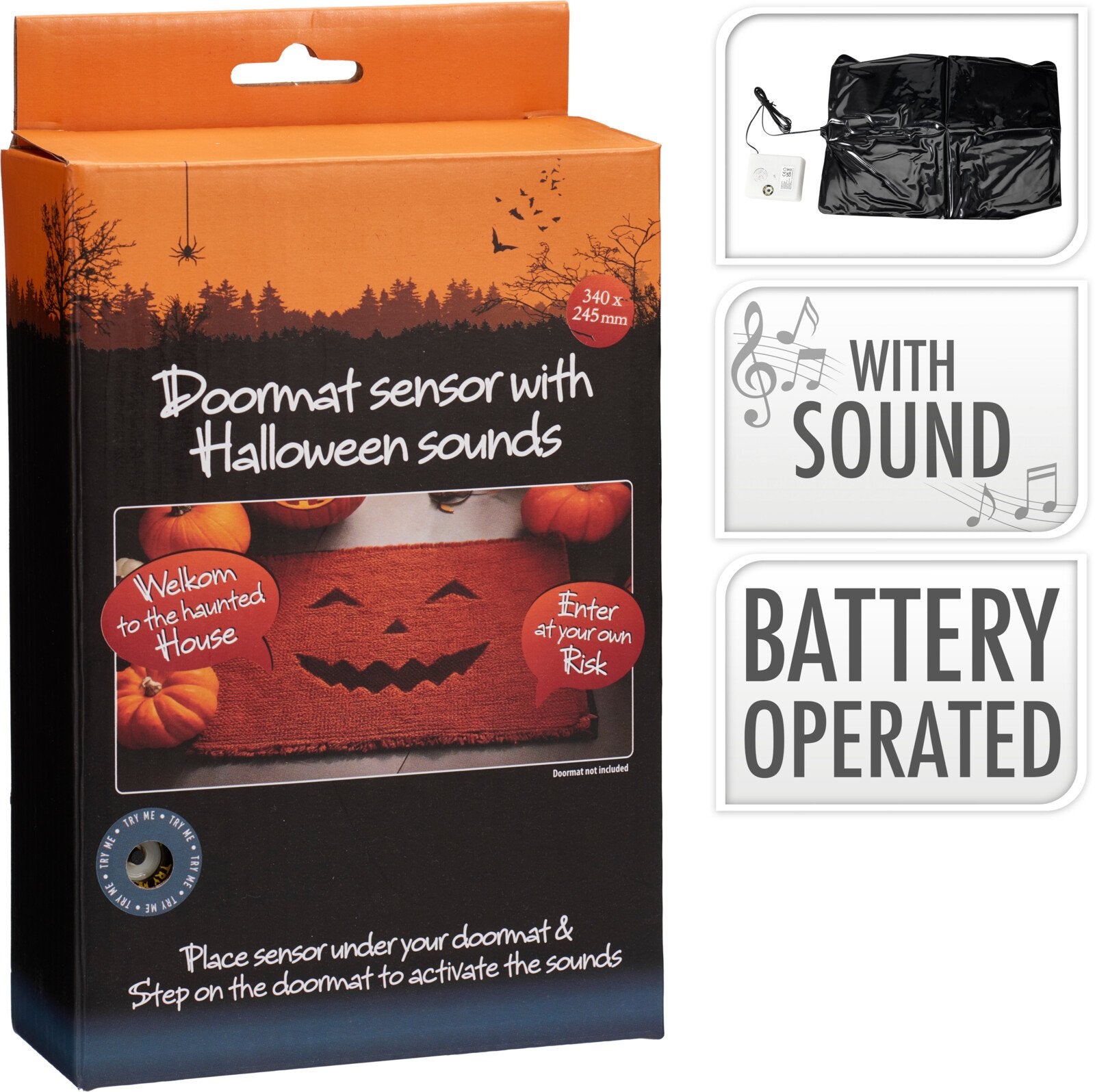Stokomani Fêtes tapis de porte sonore Halloween