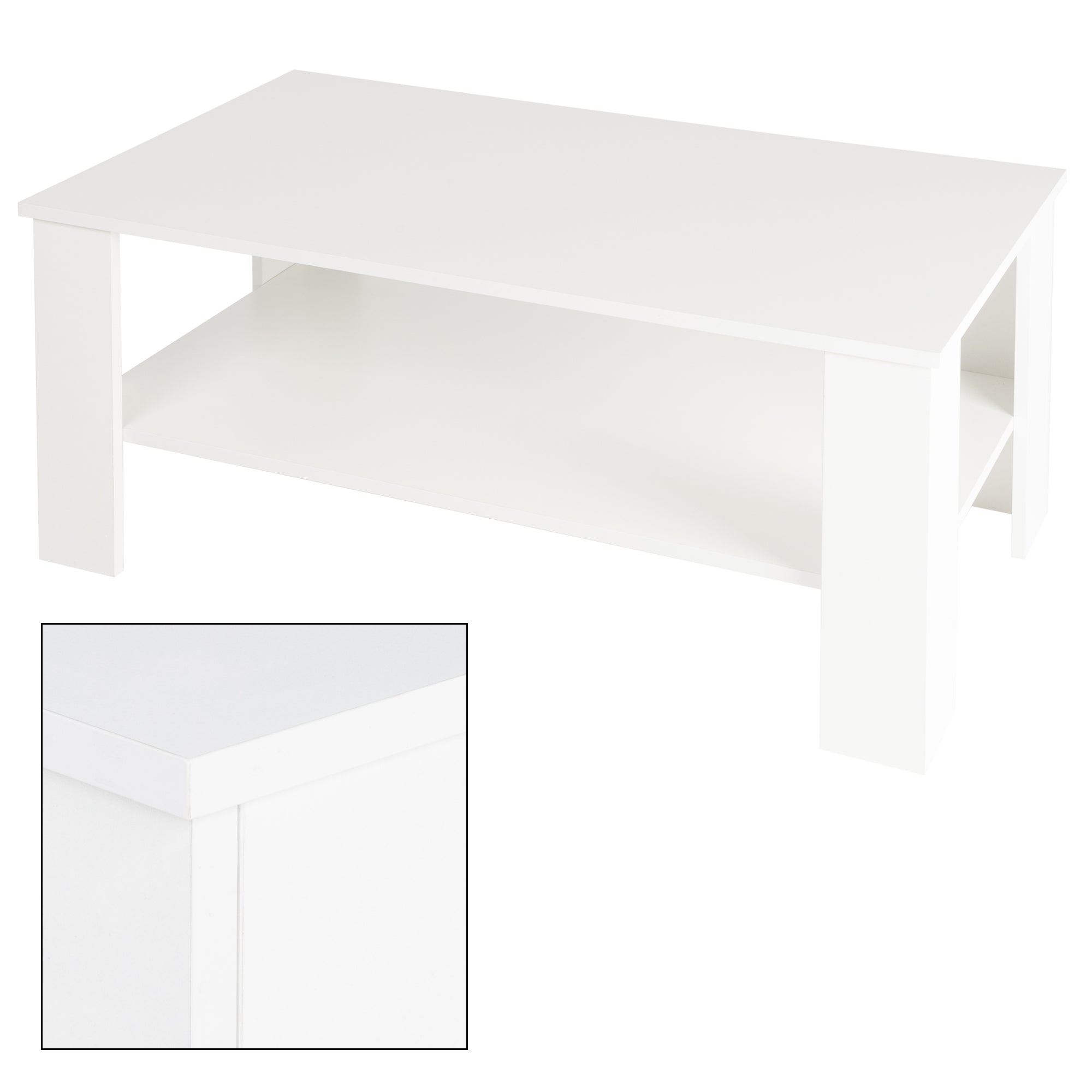 ECD Germany ML-Design table basse blanche 100x57x43 cm