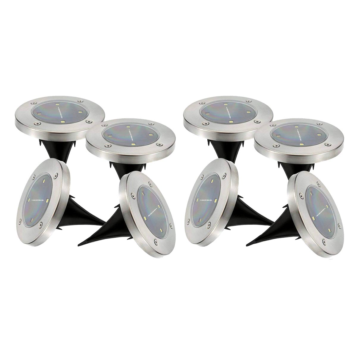 Red Deco Decky spots solaires x8 inox rond LED blanc 12cm