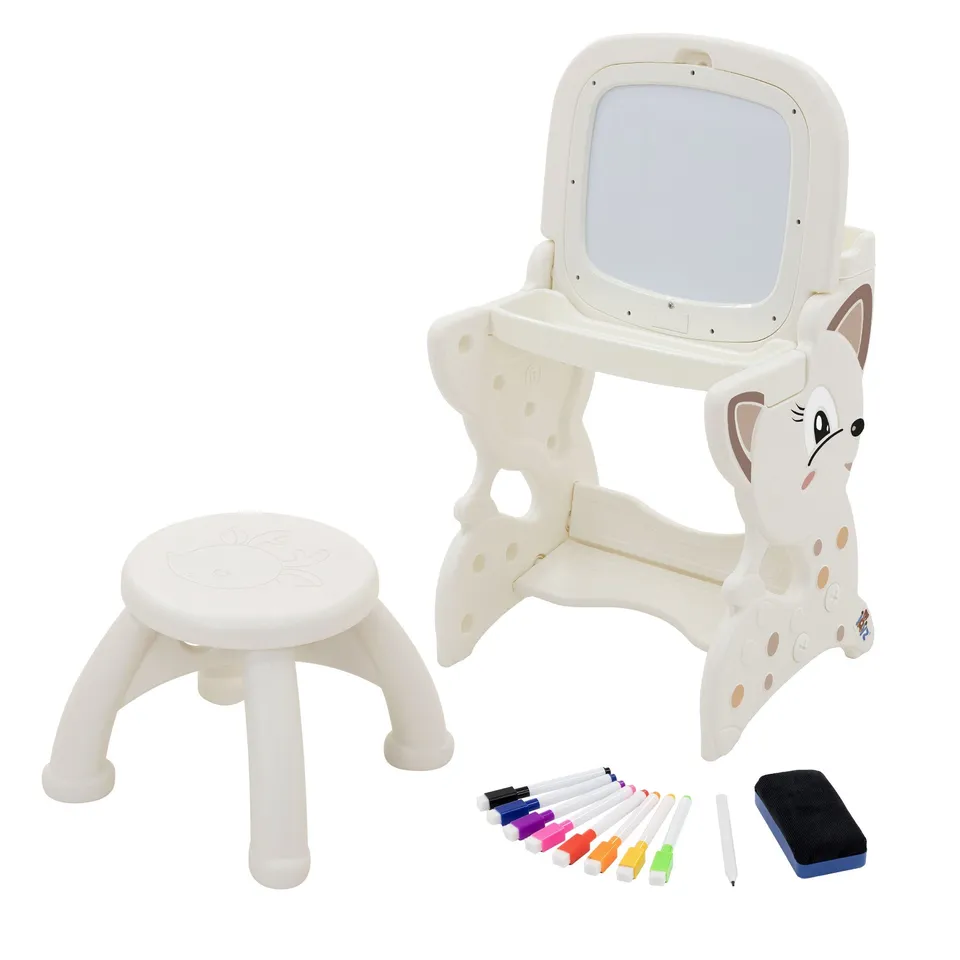 Joyz table enfant 3 en 1 blanche avec tabouret et accessoires