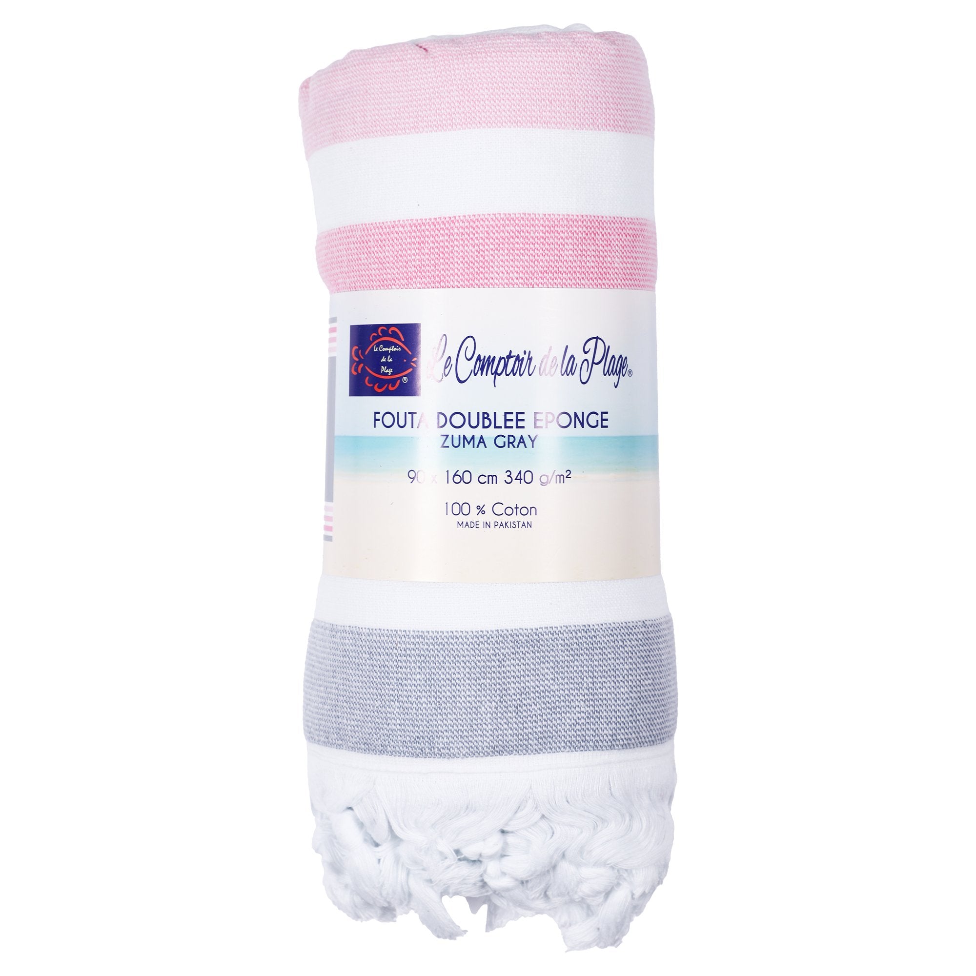 Stokomani Fidji fouta dos éponge rose 100% coton