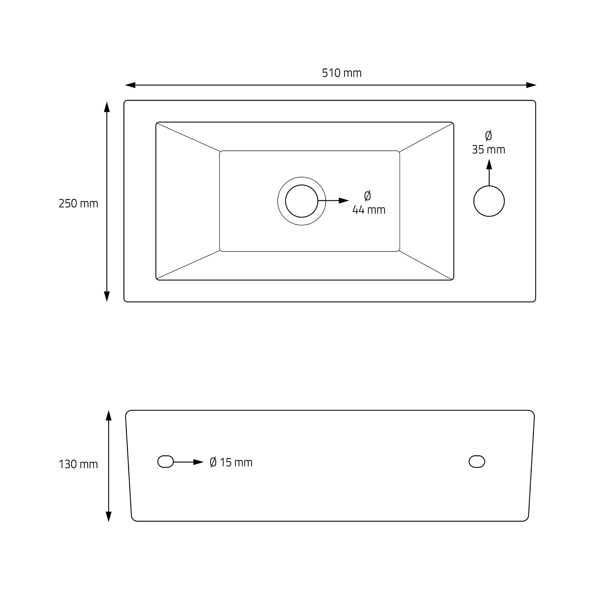 ECD Sanitär LuxeBath 51x25 vasque céramique blanche avec bonde