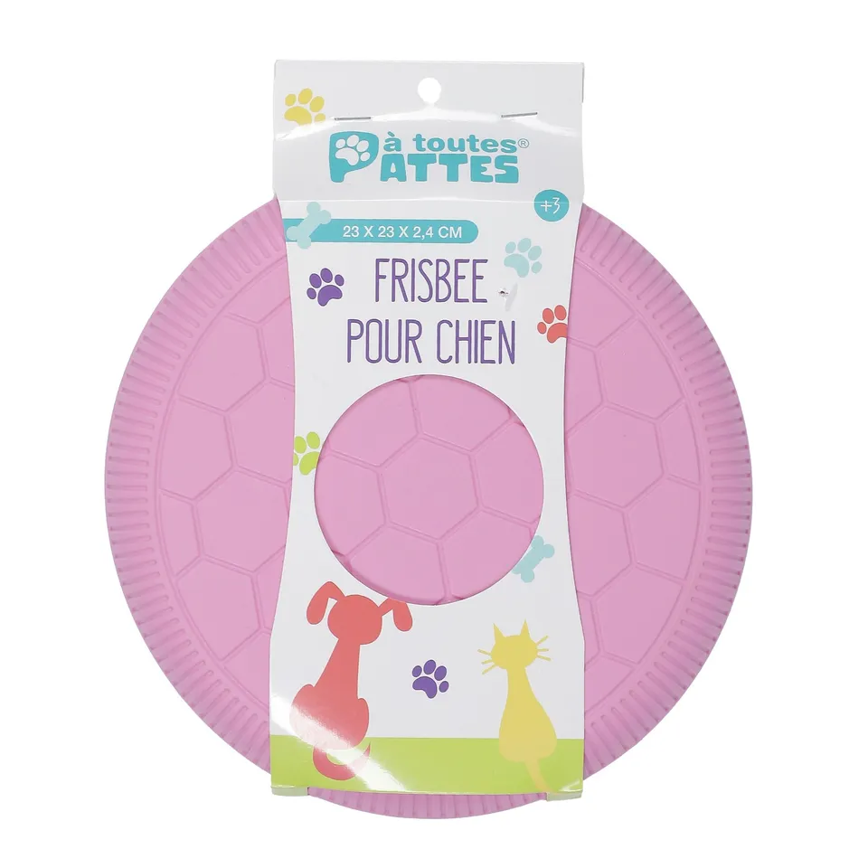 Frisbee chien rose jouet disque plastique extérieur