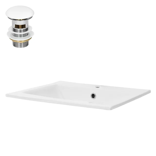 ECD Germany Sanitär lavabo 45x22,5 cm blanc céramique + bonde
