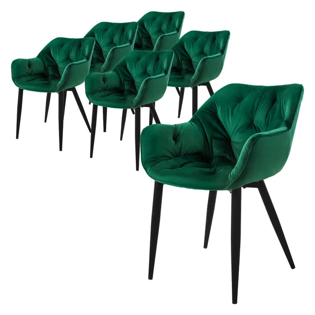 ECD Germany Möbel ML-Design 6 chaises velours vert foncé
