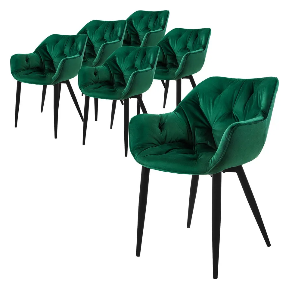 ECD Germany Möbel ML-Design 6 chaises velours vert foncé