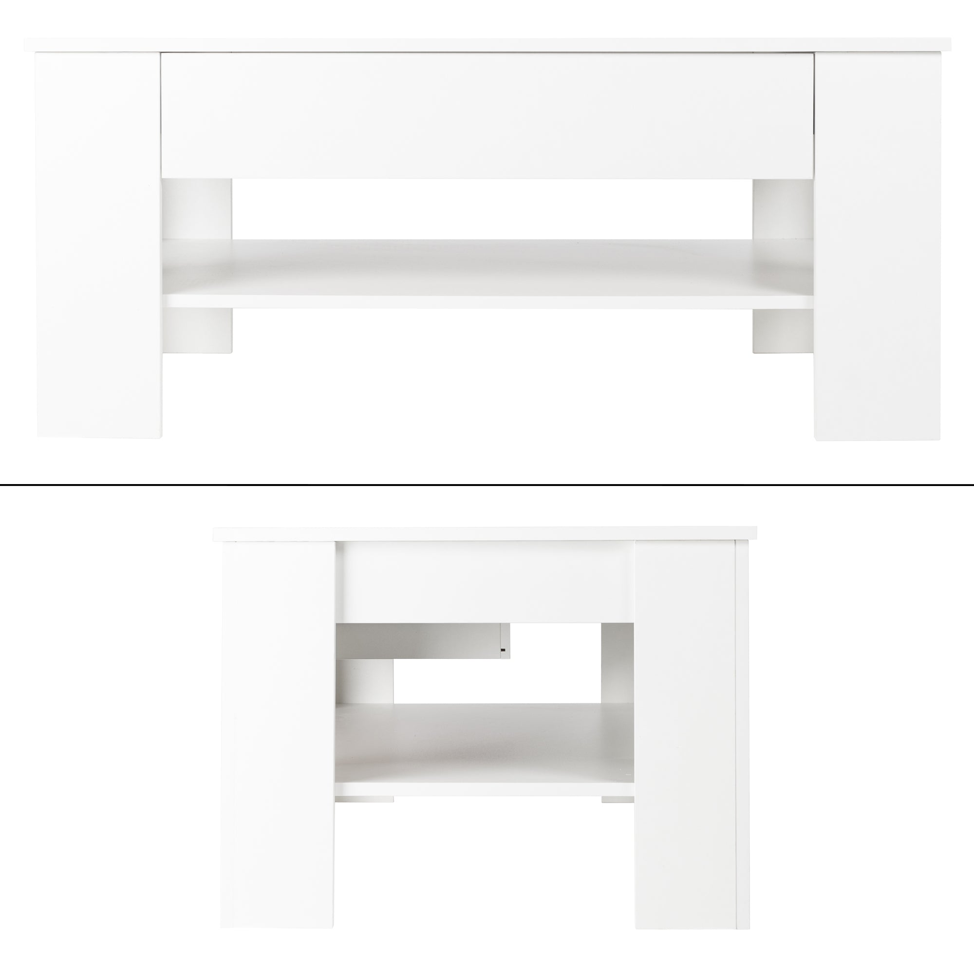 ECD Germany Table basse blanche 110x65x48 cm tiroir ML-Design