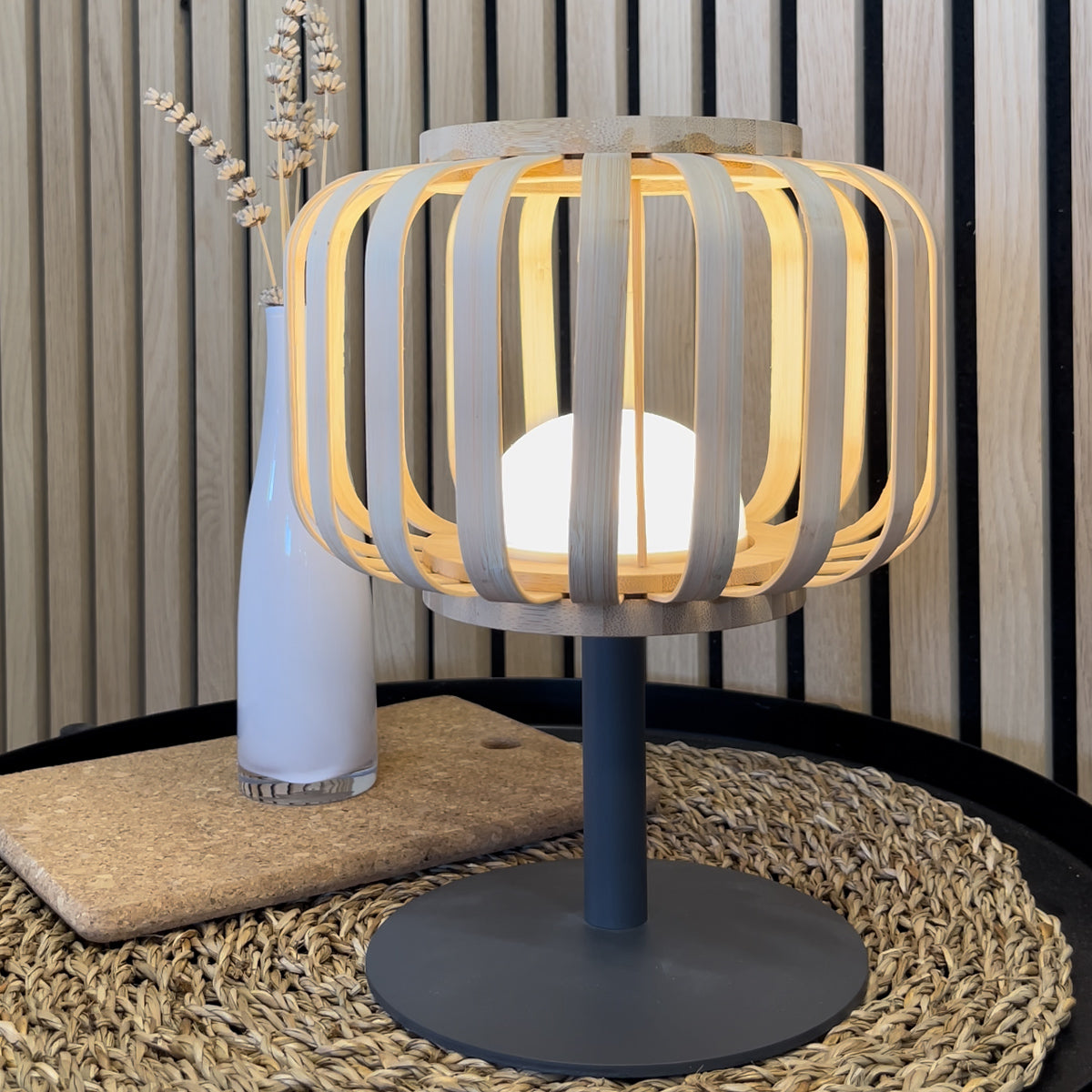 Red Deco Standy Mini Lampe Table Bambou H25cm Dimmable