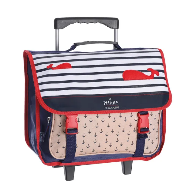 Cartable Trolley 4-6 Ans Crabes Rayures École