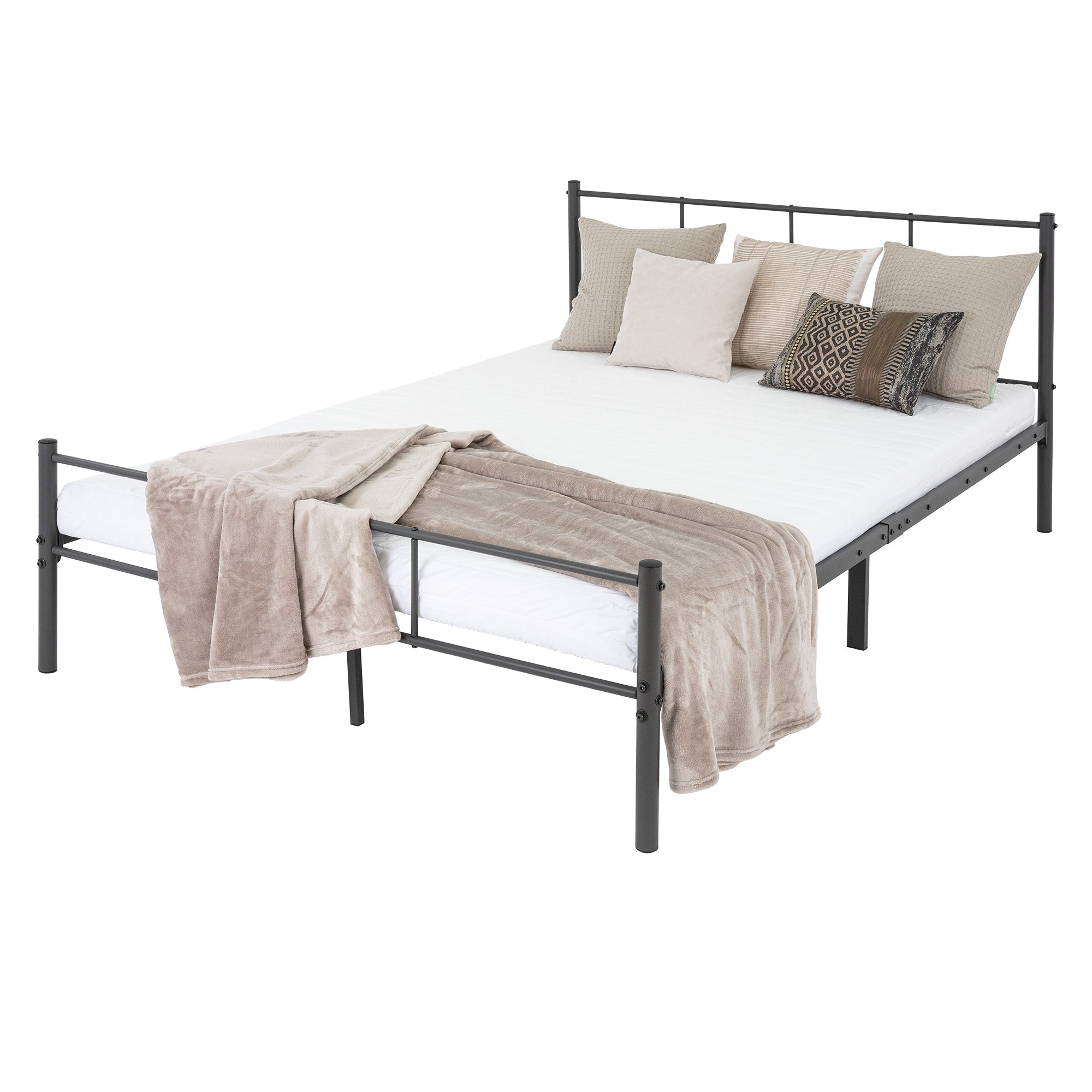 ECD Germany Möbel Lit Double Métal 160x200 Anthracite avec Sommier