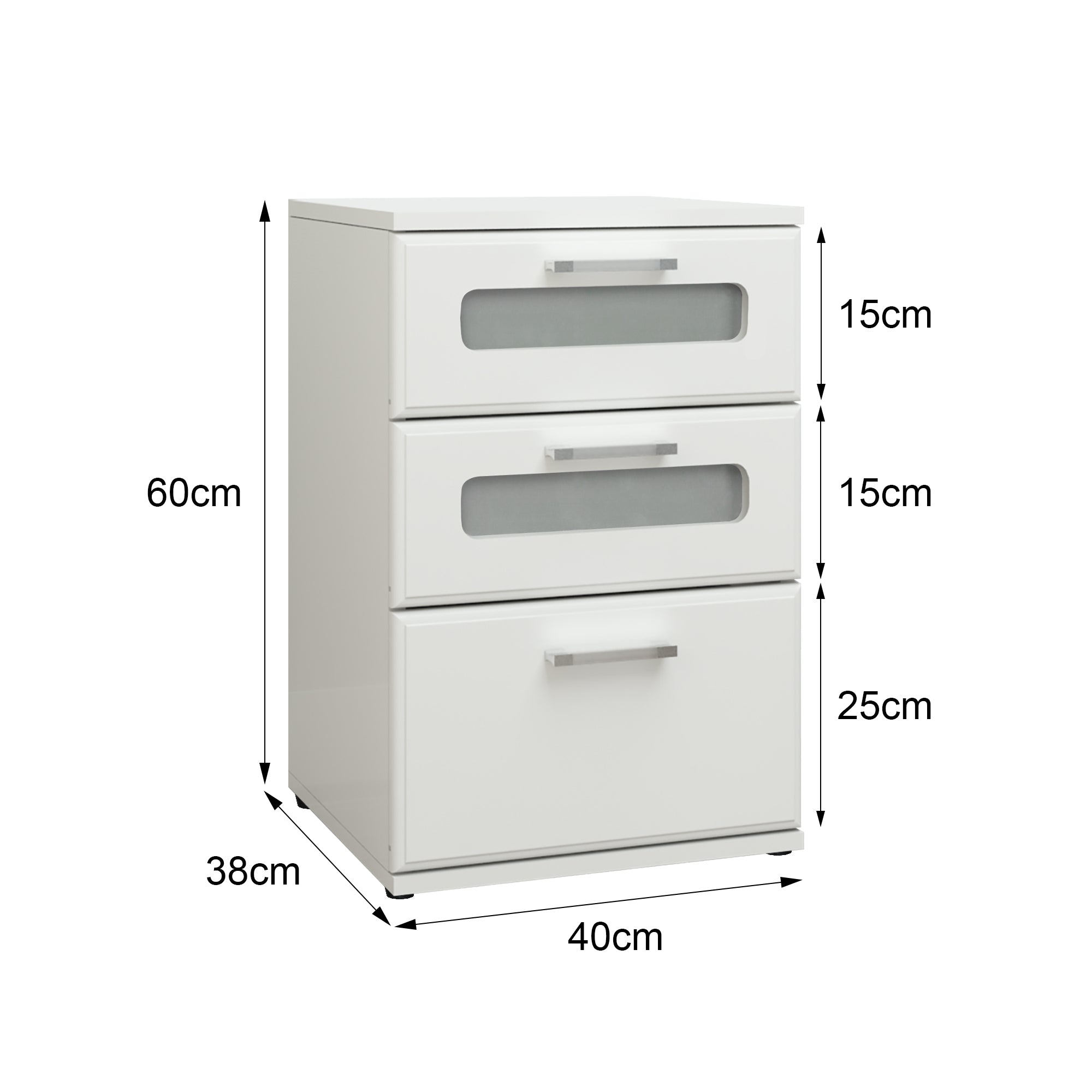 ECD Germany ML-Design table de chevet 3 tiroirs noir 40x60x38 cm