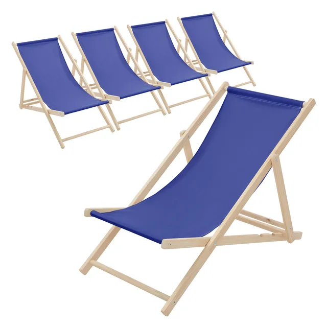 ECD Germany Sport & Freizeit transat bois bleu marine lot de 5