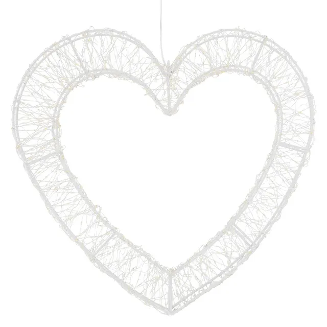 ECD Germany Haus & Wohnen Cœur LED 36 cm métal blanc chaud timer