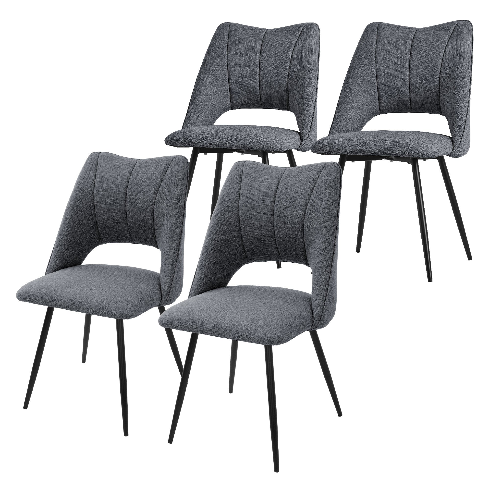 ML-Design Chaise salle à manger gris tissu rembourrée lot de 4