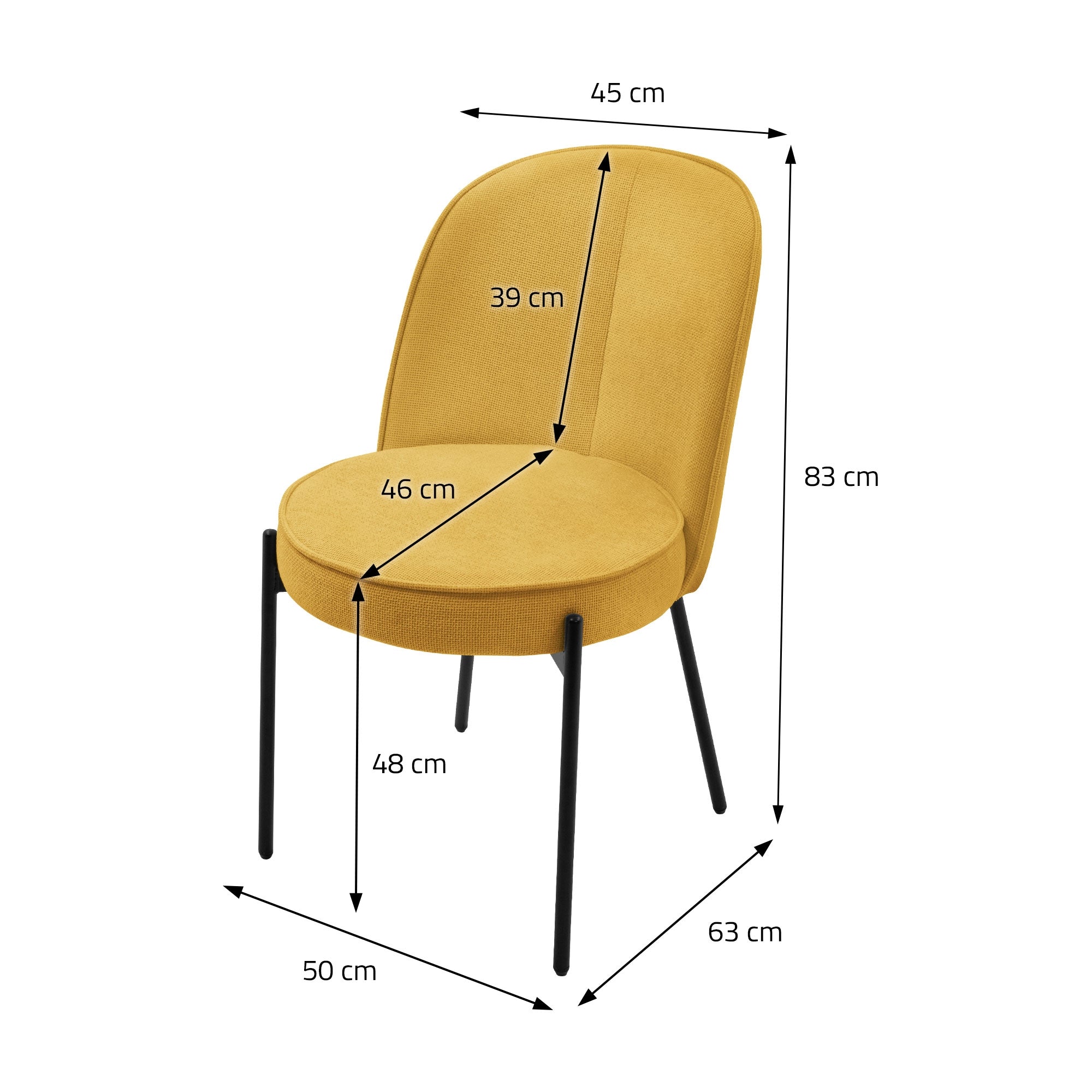 ECD Germany Möbel chaises salle à manger moutarde lot de 6