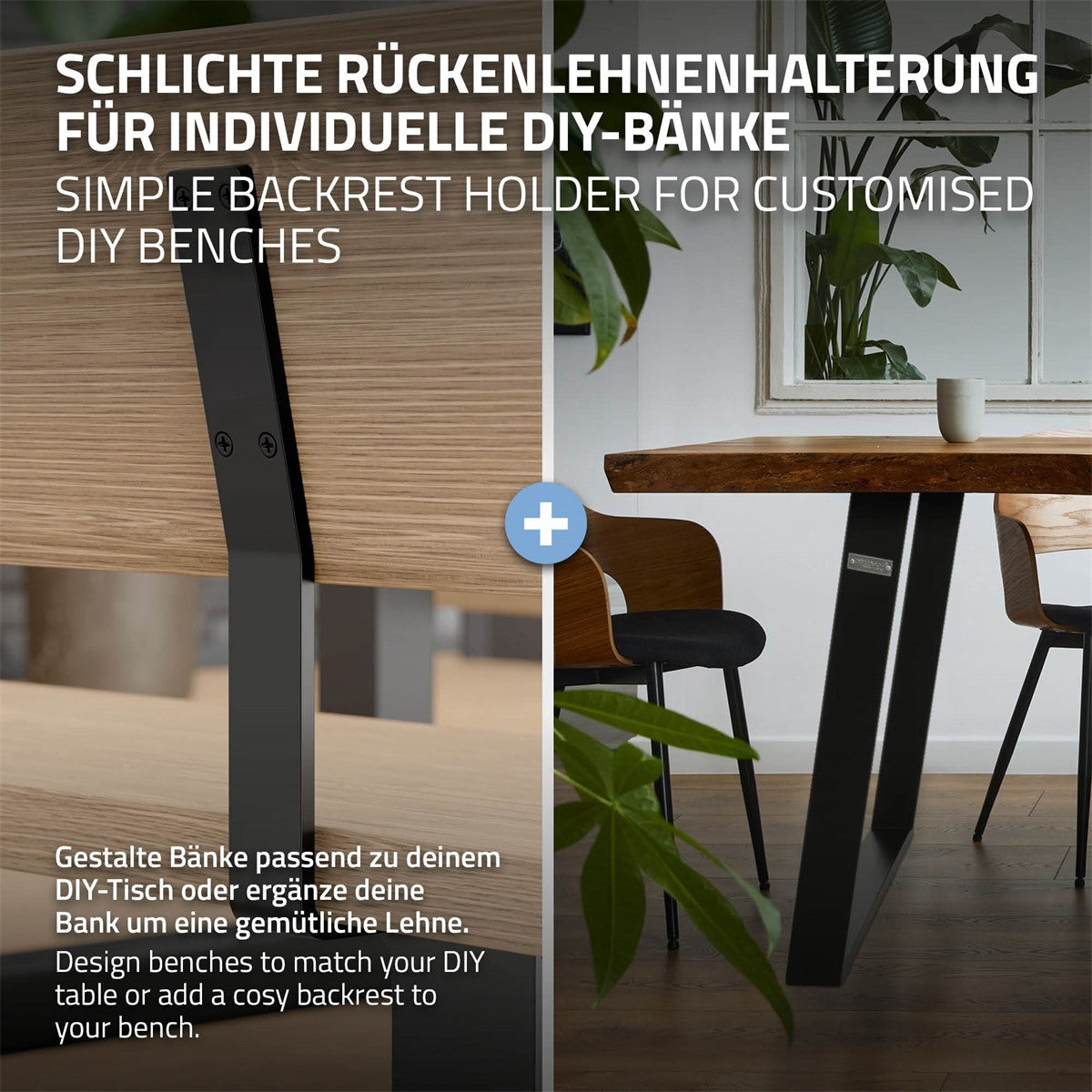 ECD Germany Garten supports dossier banc acier blanc lot 2 345mm