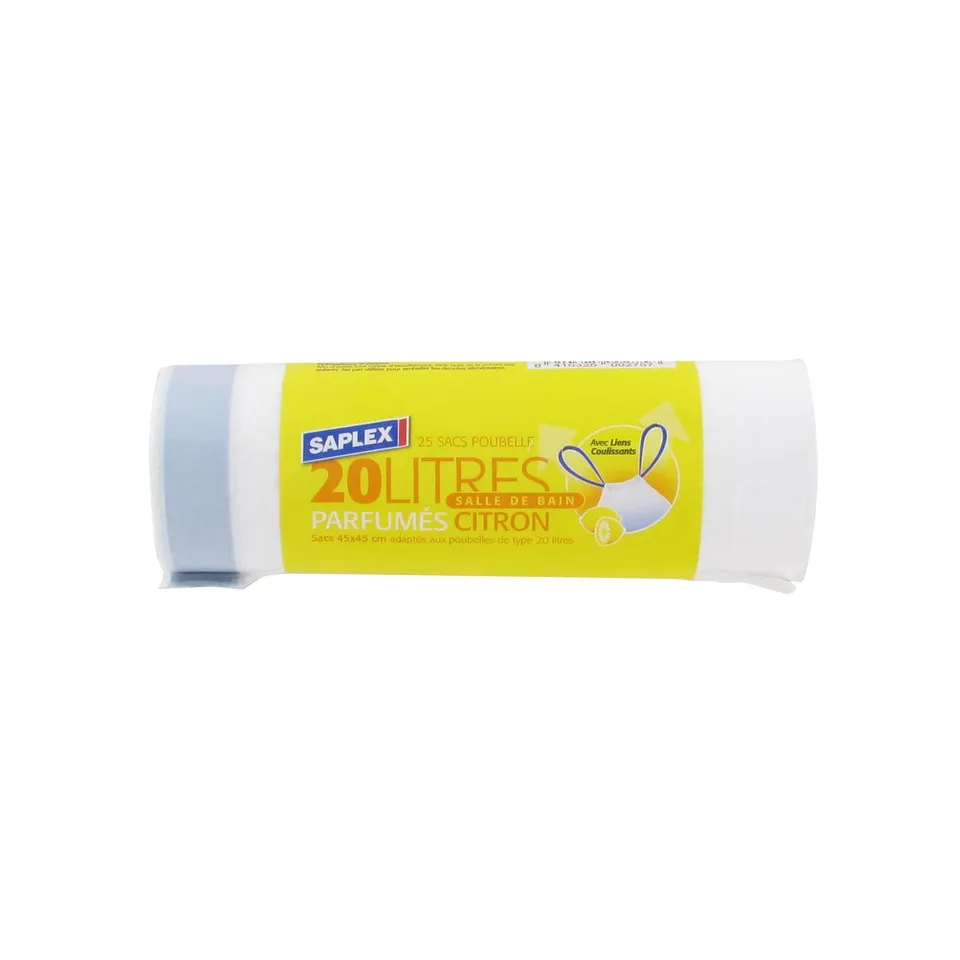 Leader Price Sacs poubelle 20 L citron x25 liens coulissants