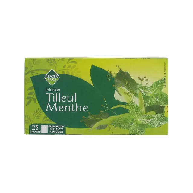 Leader Price Petit-déjeuner infusion tilleul menthe 25 sachets 35g