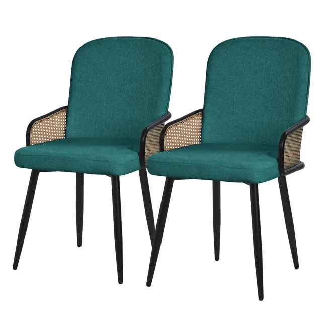 ECD Germany Möbel lot 2 chaises salle à manger pétrole accoudoirs rotin