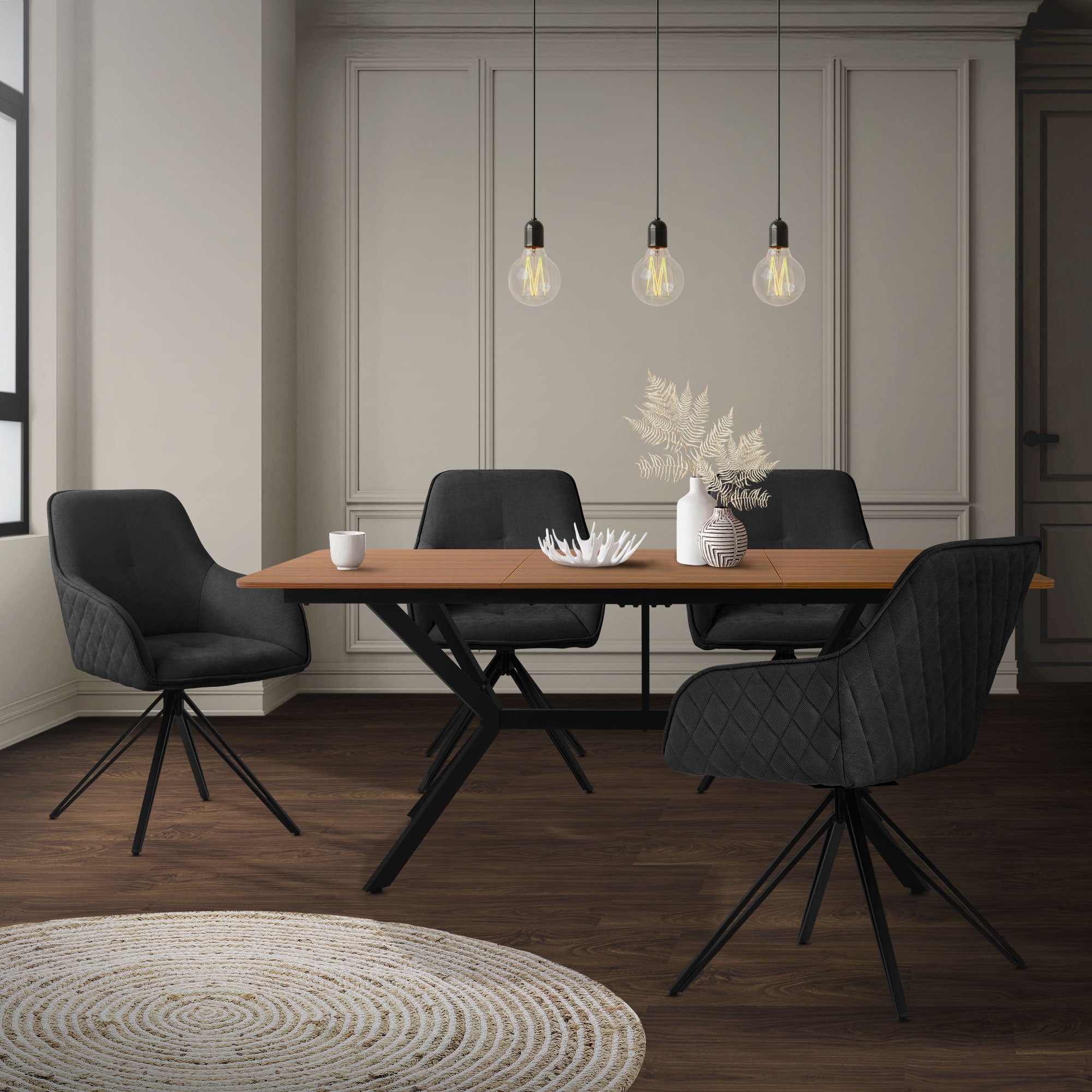 ECD Germany Möbel table à manger bois 180 cm marron foncé