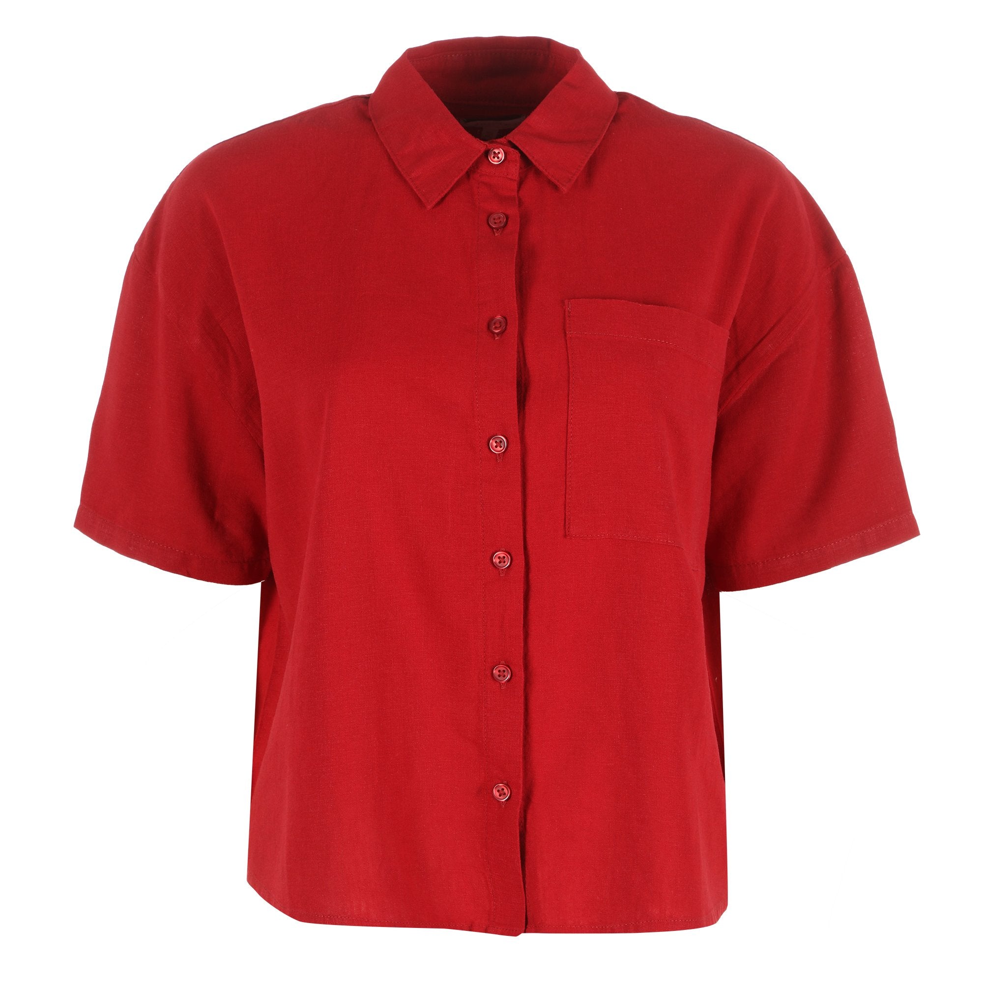 Stokomani Mode Chemise rouge manche courte femme
