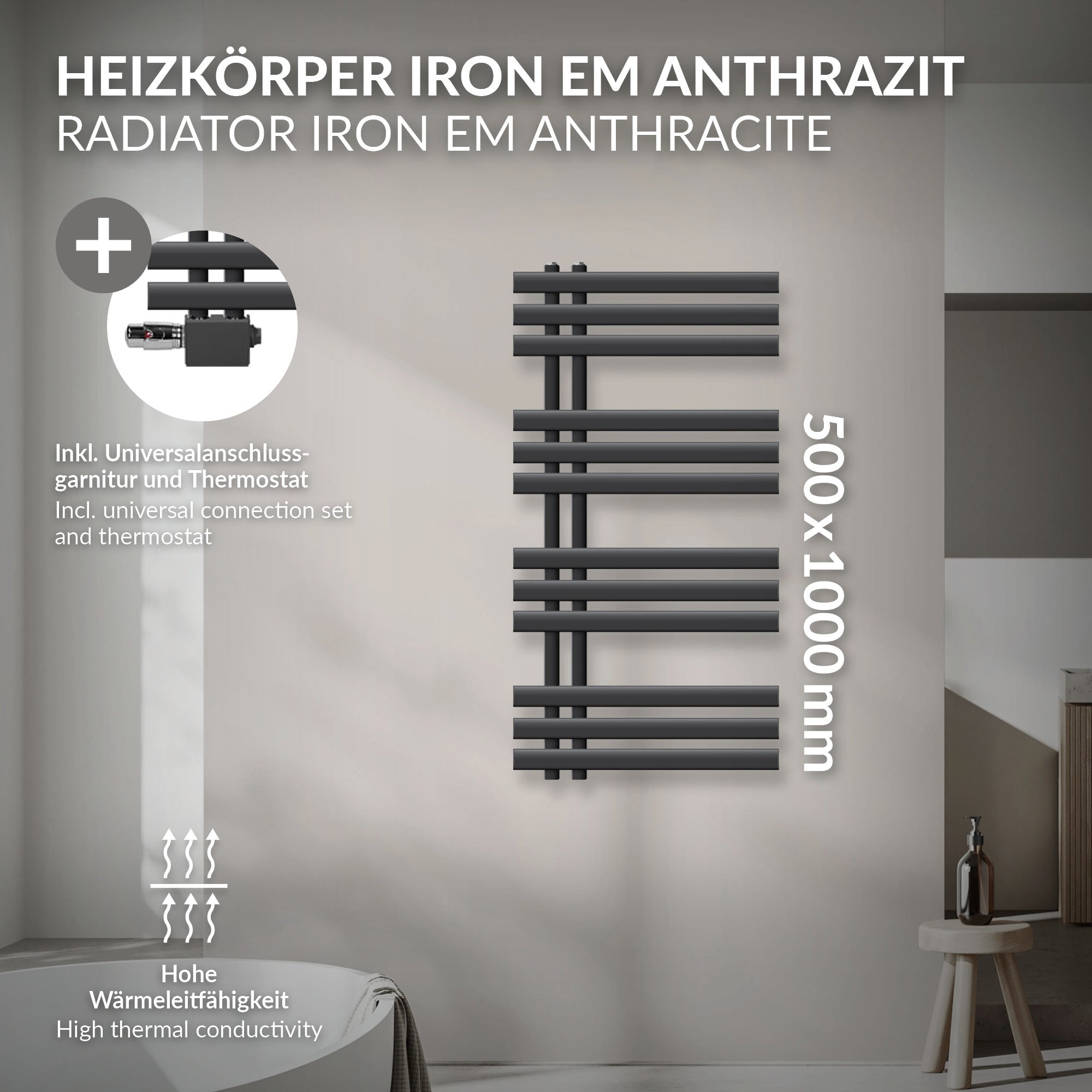 ECD Germany Heizungen LuxeBath Iron EM sèche-serviettes 500x1200