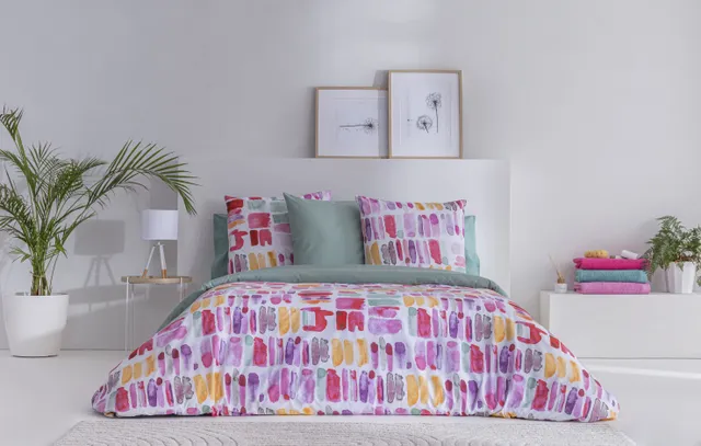 Stokomani Maison parure housse de couette 260x240 violet coton