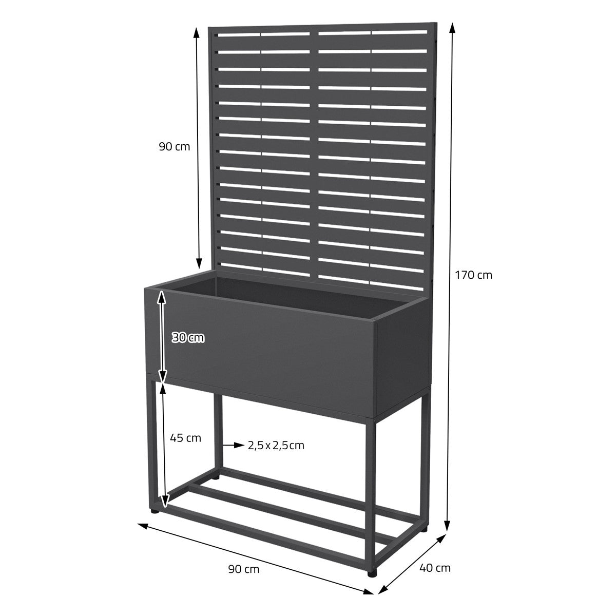 ML-Design range-bûches jardinière 90x170 cm anthracite