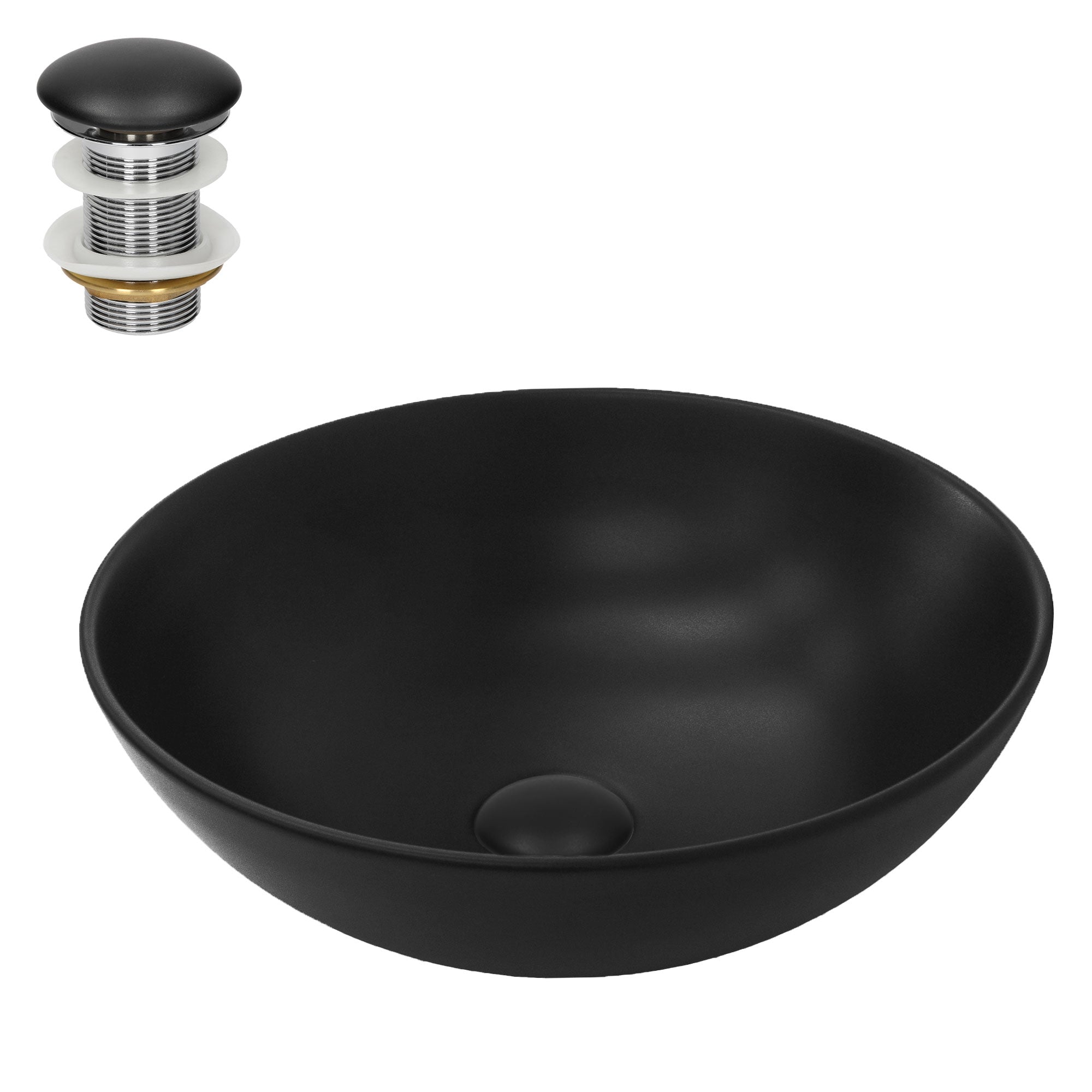 ML-Design vasque à poser céramique noire Ø40x14,5 cm avec bonde