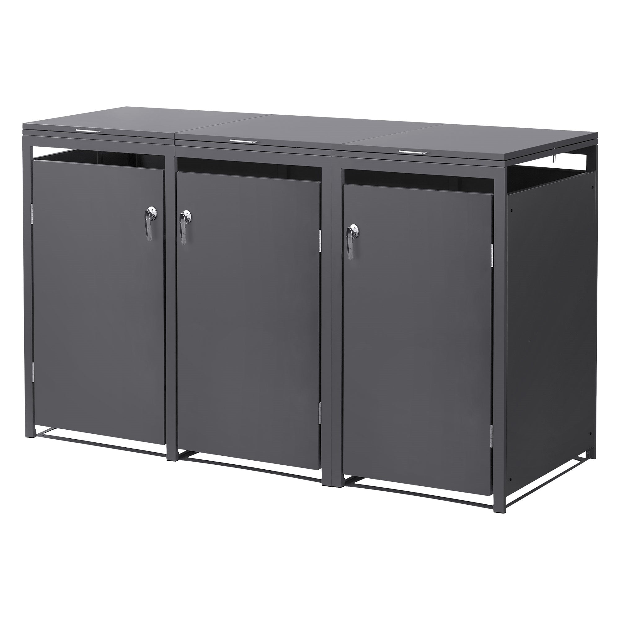 ECD Germany Garten coffre poubelle acier anthracite 68x80x116 cm
