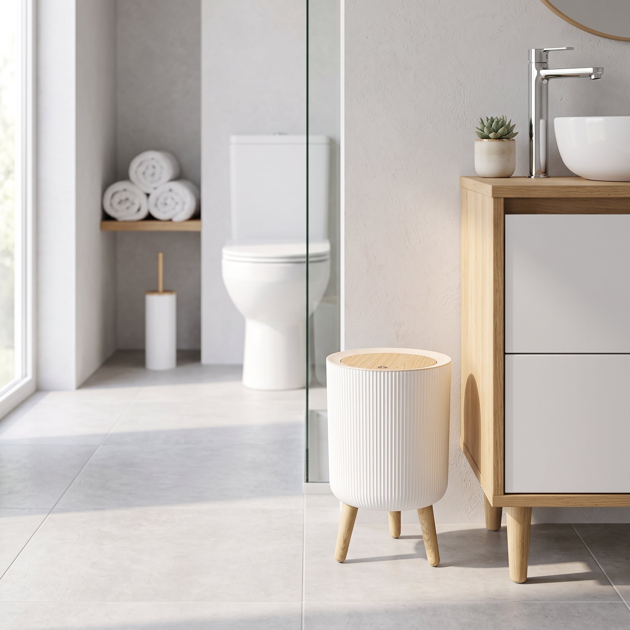 Red Deco Malmo Line poubelle salle de bain 7 L bois