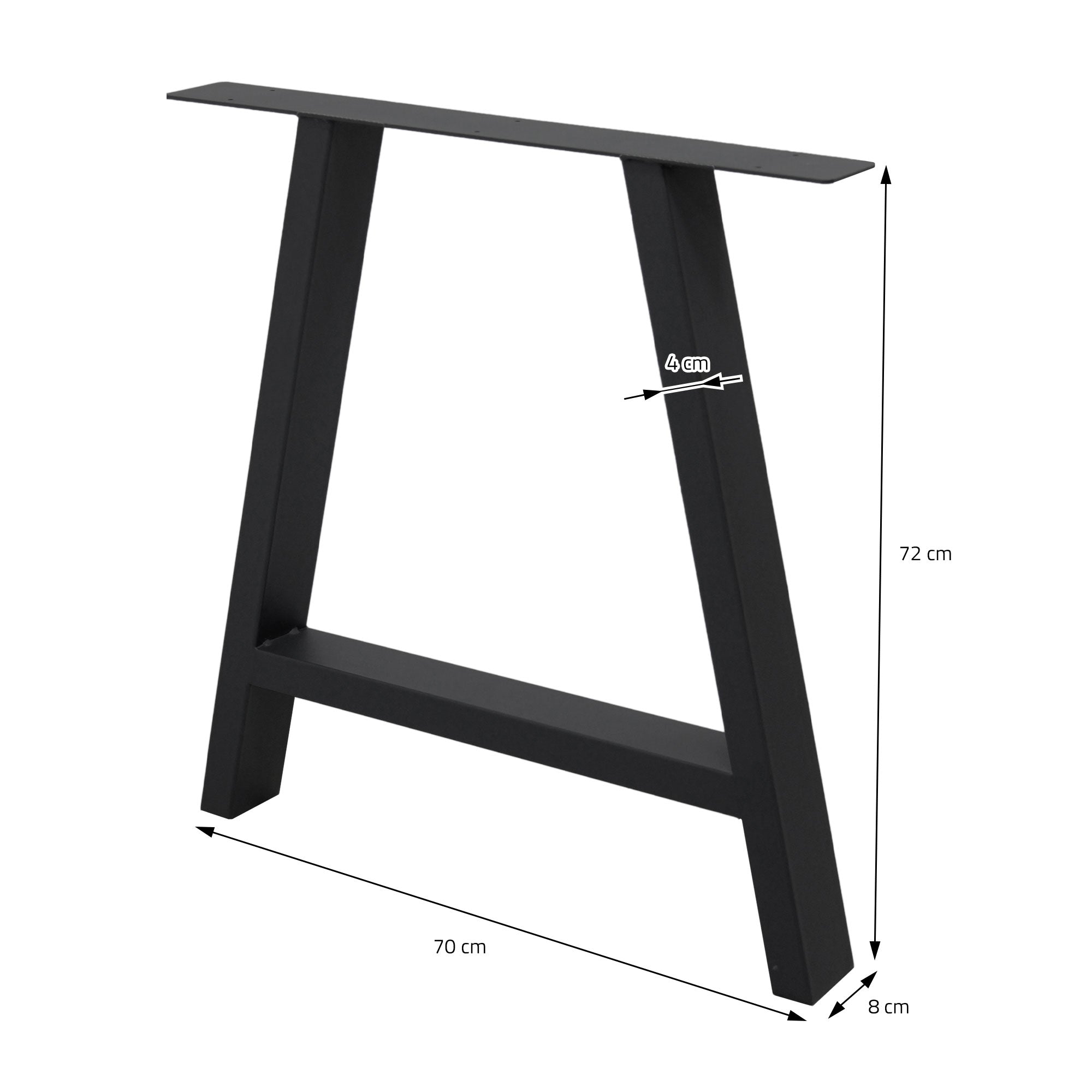ECD Germany Möbel pied de table acier noir 70x72 cm lot de 2