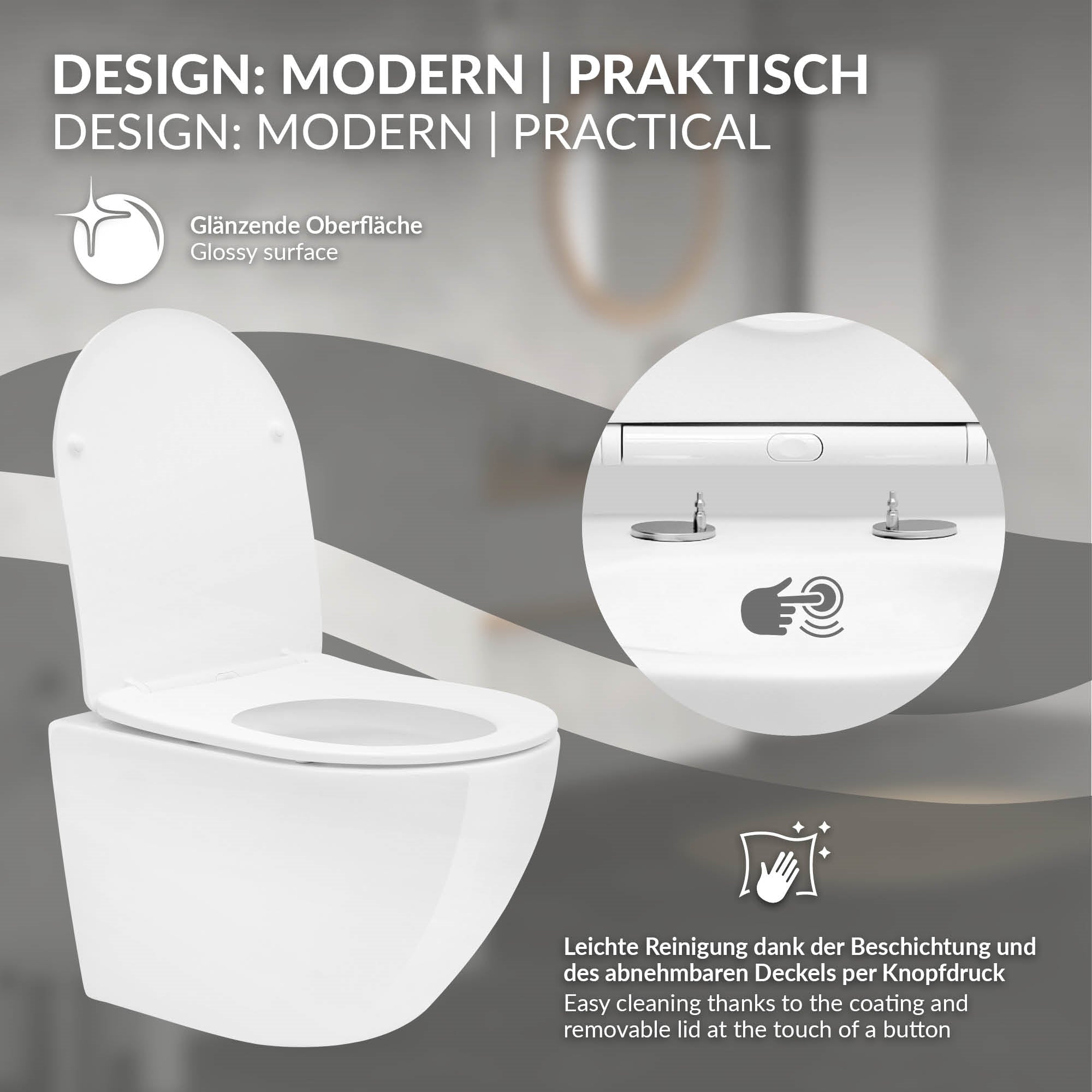 ECD Germany Sanitär LuxeBath WC suspendu sans bride bidet céramique
