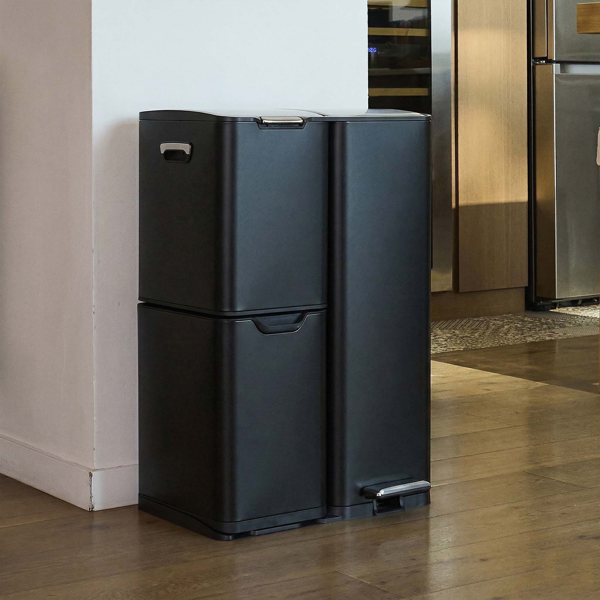 Red Deco Haja poubelle tri 60L inox noir à pédale