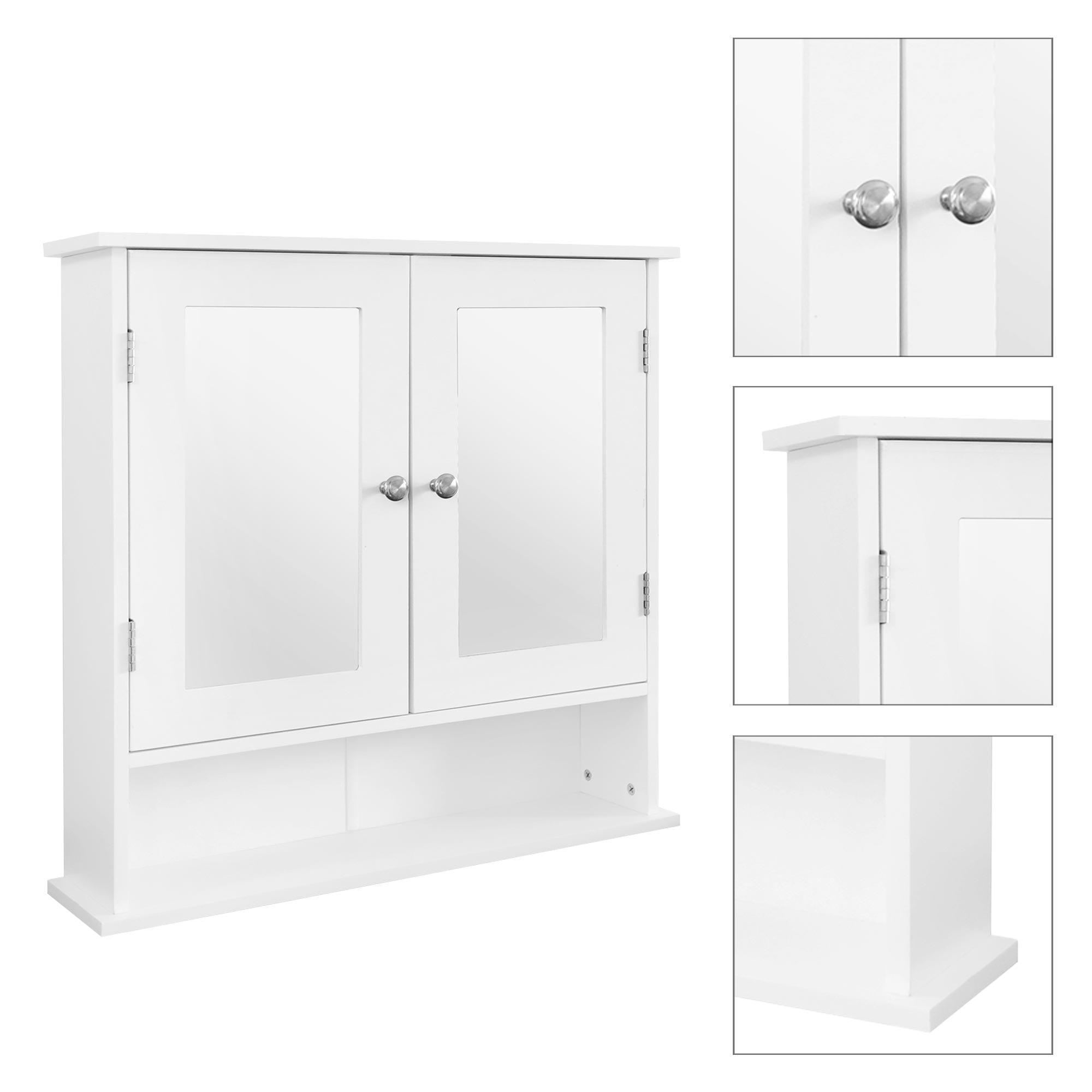 ECD Germany Möbel Armoire Miroir Salle de Bain 56x58 cm Blanc