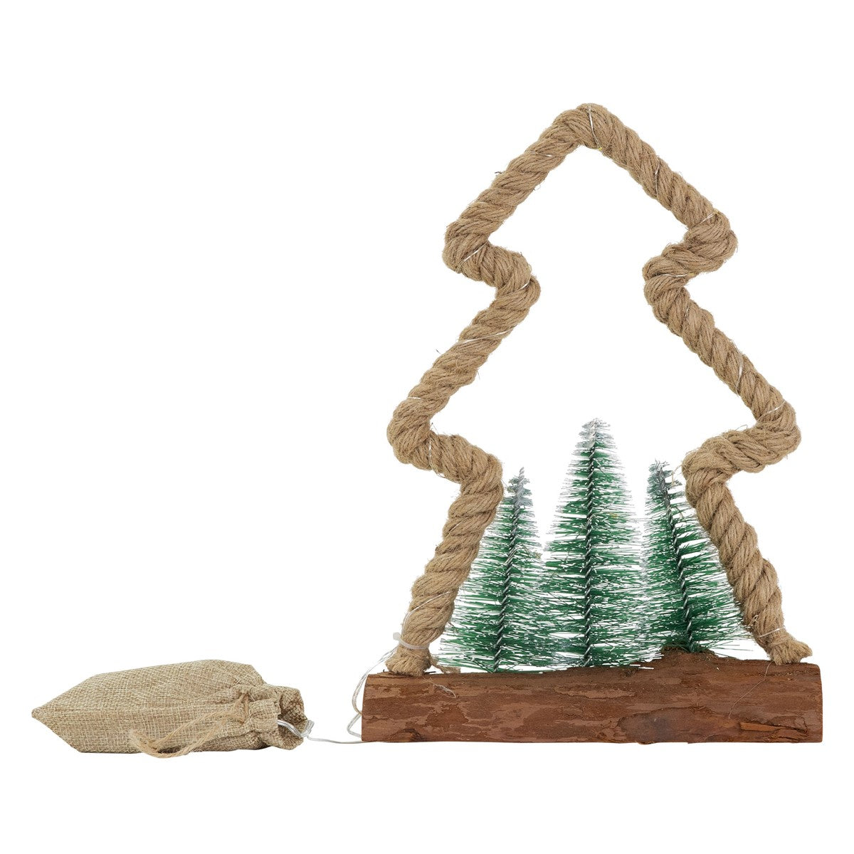 ECD Germany Haus sapin Noël jute LED 30 cm blanc chaud