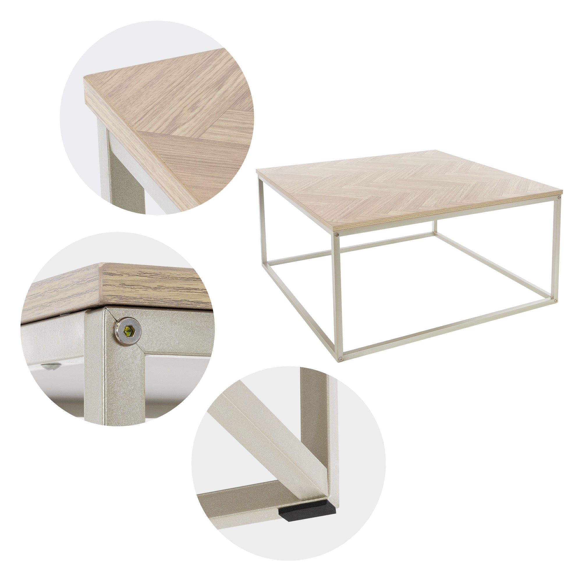 ECD Germany ML-Design table basse chêne 80x80 chevrons B-Ware