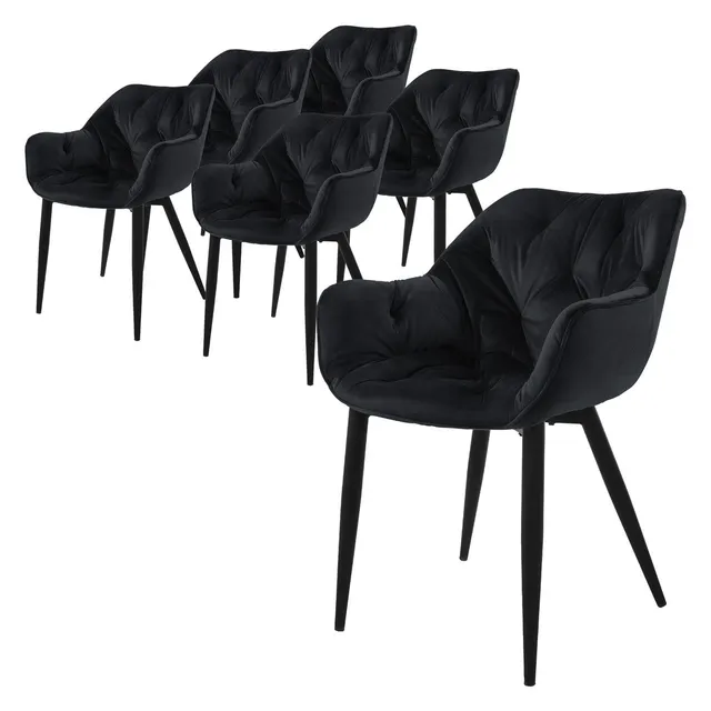ECD Germany Möbel chaise salle à manger velours noir lot 6