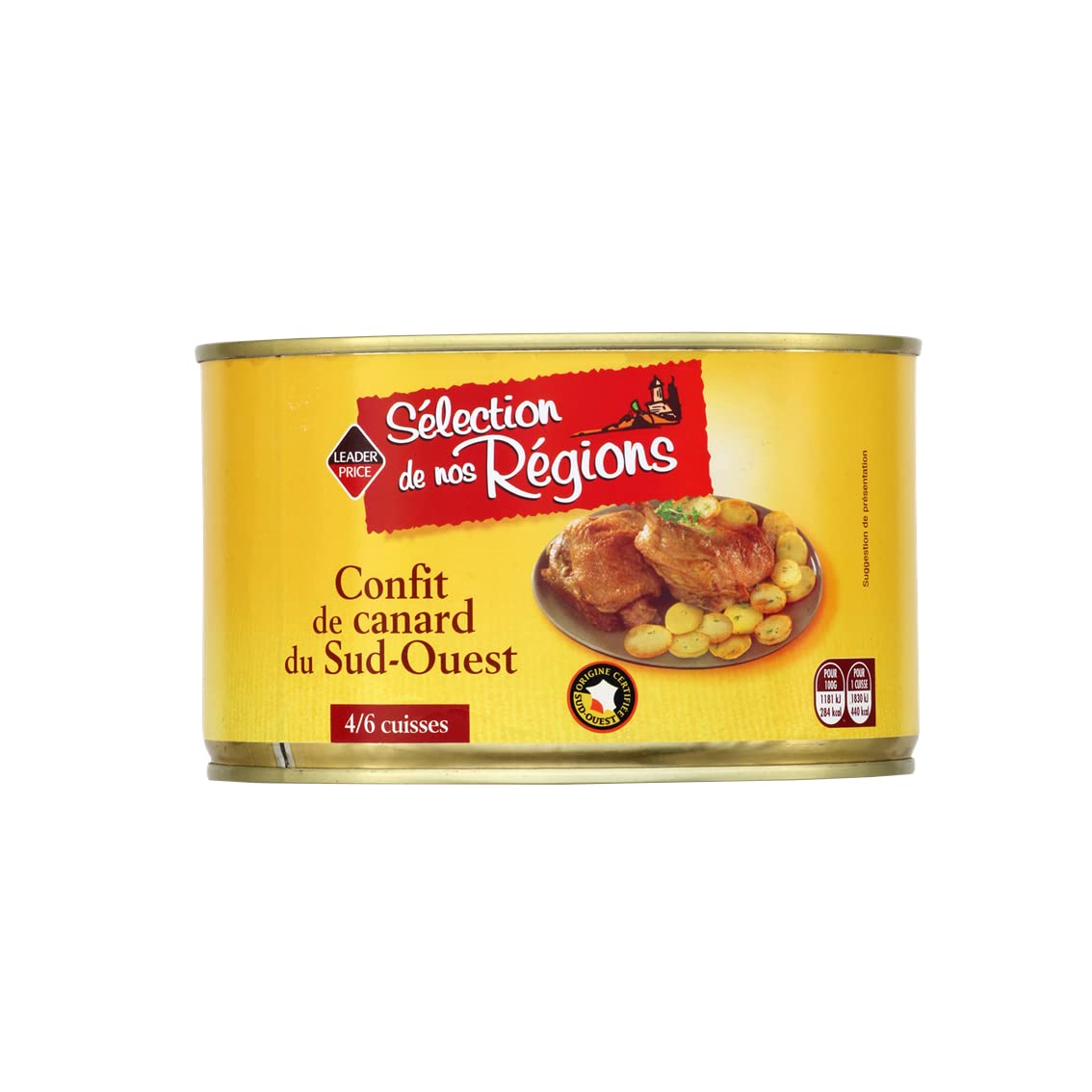 Leader Price Confit de Canard du Sud-Ouest conserve 1,35 kg
