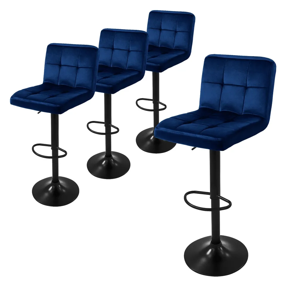 ML-Design tabouret bar velours bleu 63-83 cm lot 4