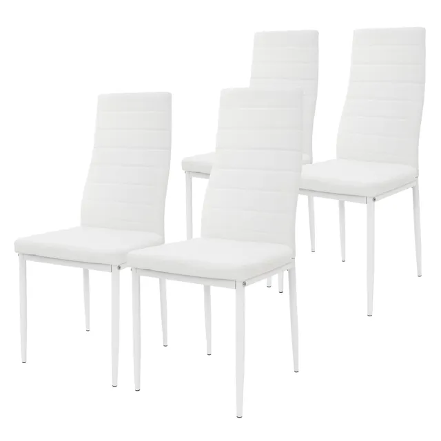 ECD Germany Möbel chaise similicuir blanc dossier haut x4