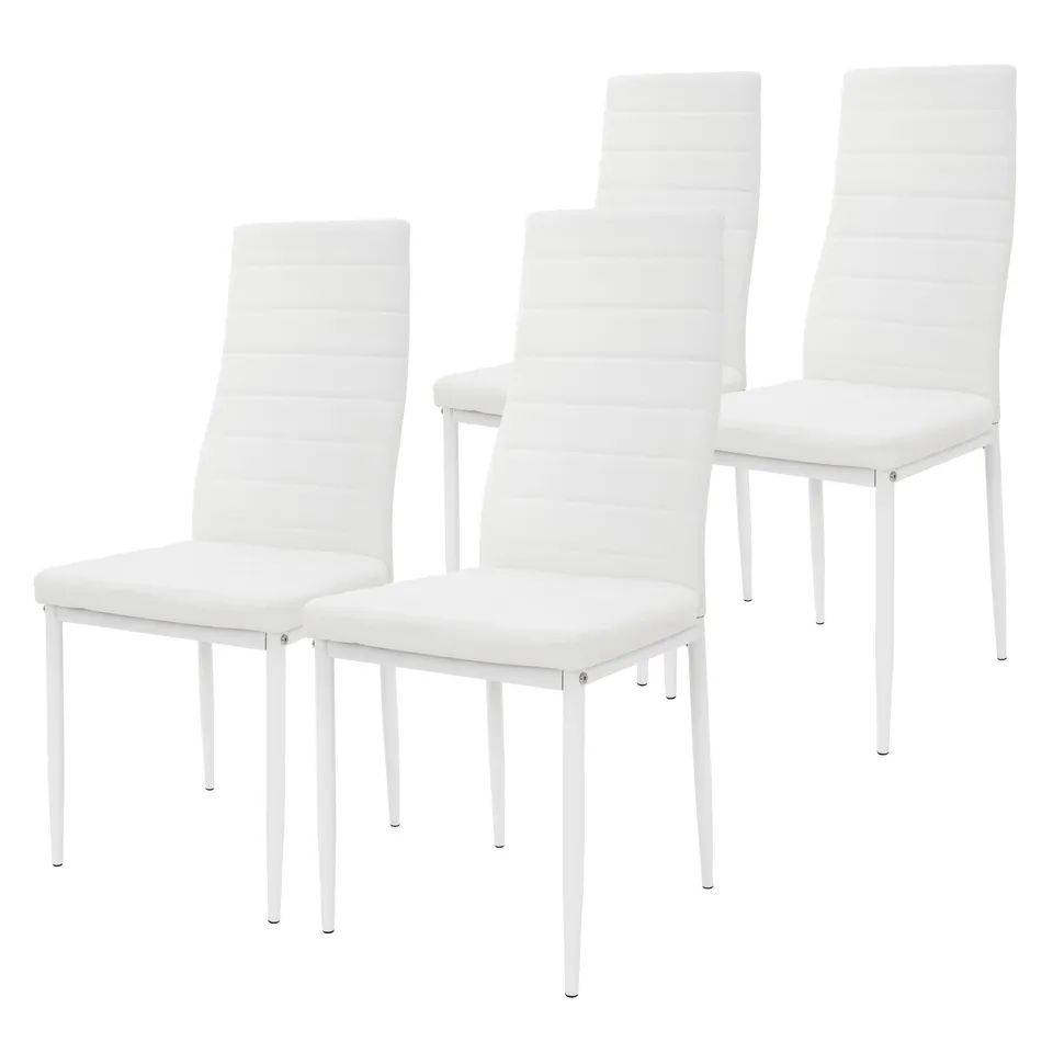 ECD Germany Möbel chaise similicuir blanc dossier haut x4