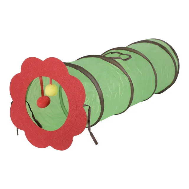 Stokomani Animalerie tunnel pour chat fleur rouge