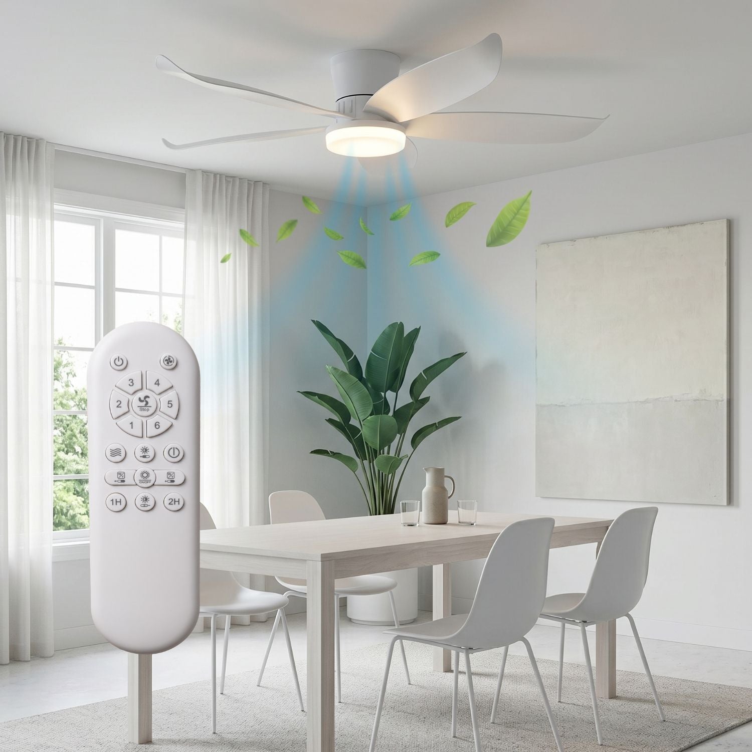Red Deco Calyro ventilateur plafond LED 107cm blanc