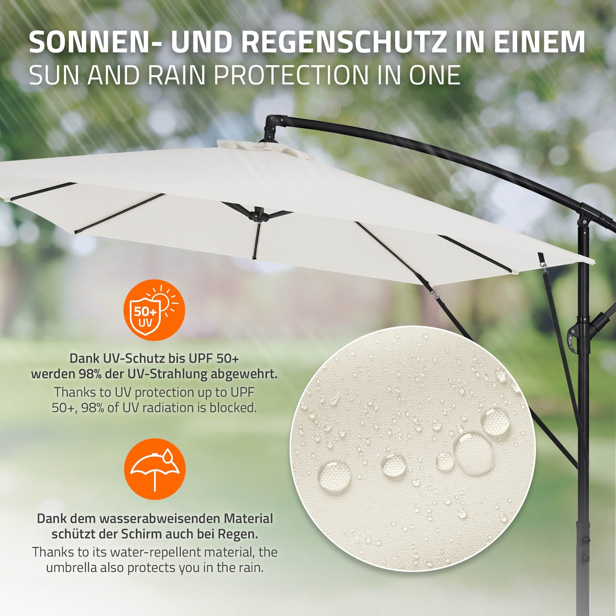 ECD Germany parasol déporté beige 235x235 avec pied