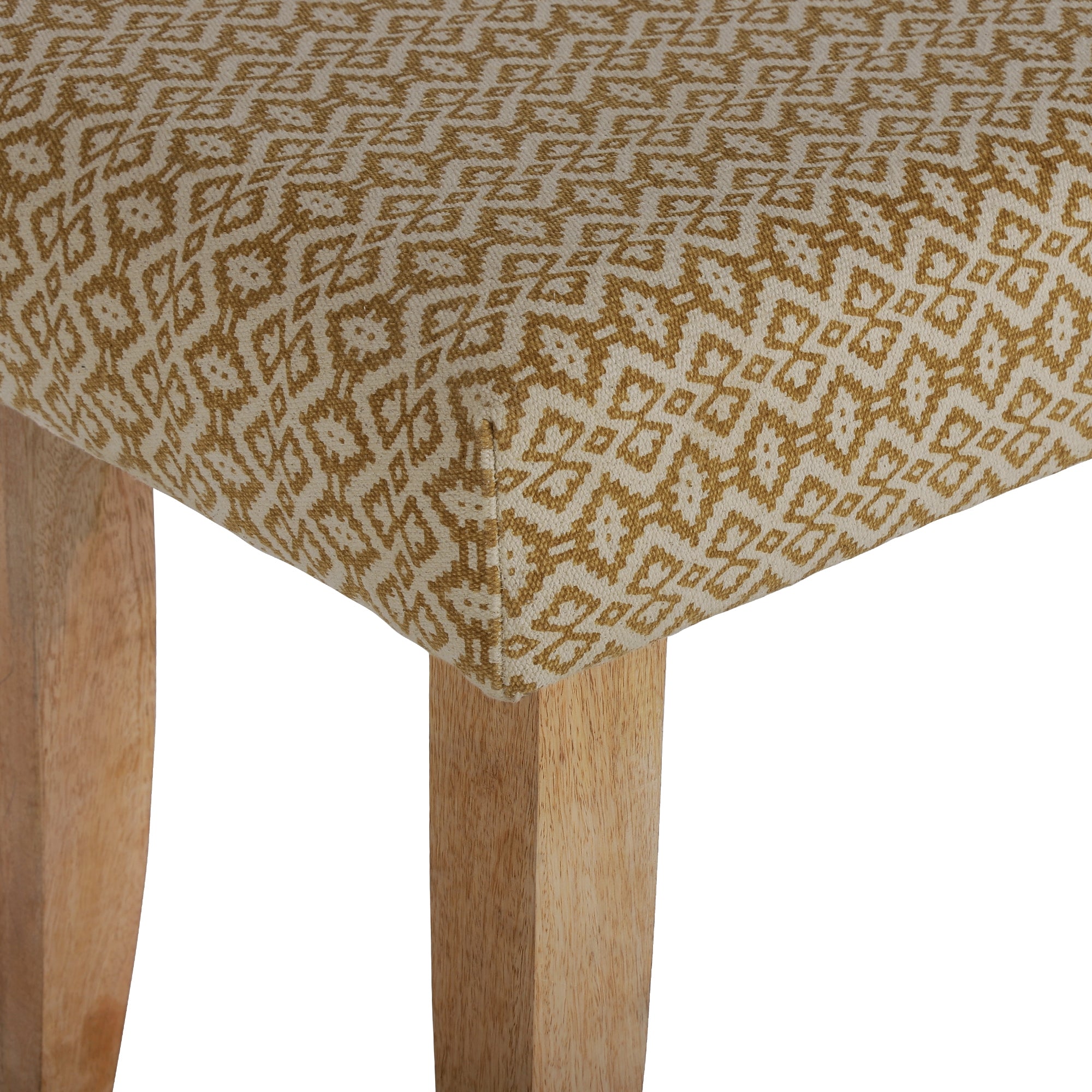 WOMO-Design banc tissu blanc doré 120x48x40 pieds bois