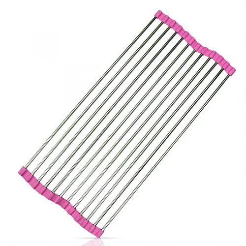 Shop-Story Maison Égouttoir Pliable Acier Fuchsia 37x23cm