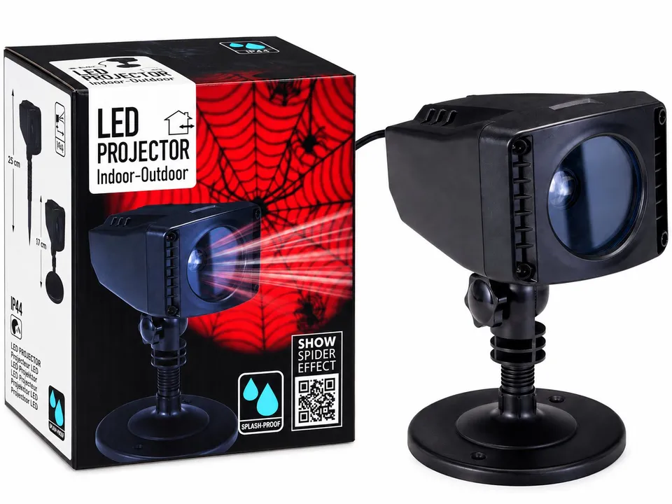 Stokomani Fêtes projecteur LED araignée Halloween 17,5 cm
