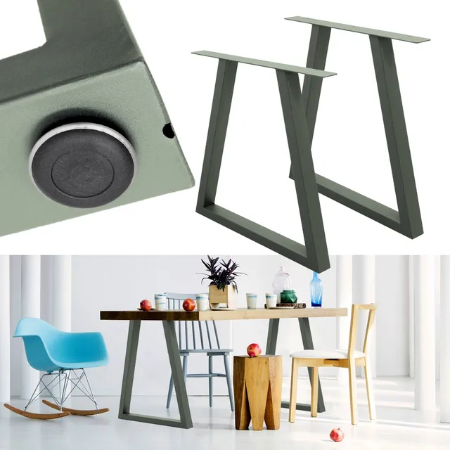 ECD Germany Möbel Pieds table trapèze 60x72 cm gris pierre acier